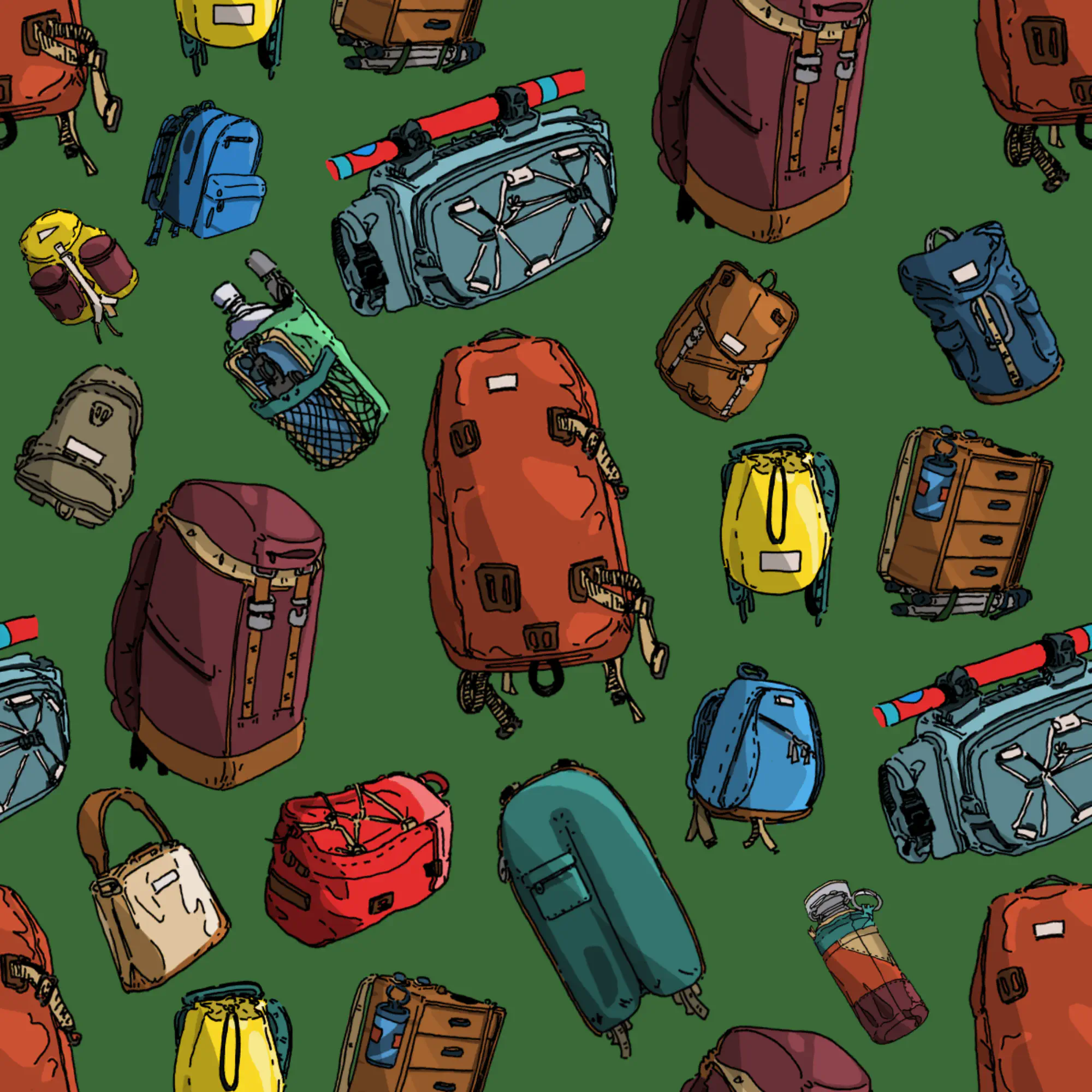 A tiling backpack pattern for fabric printing