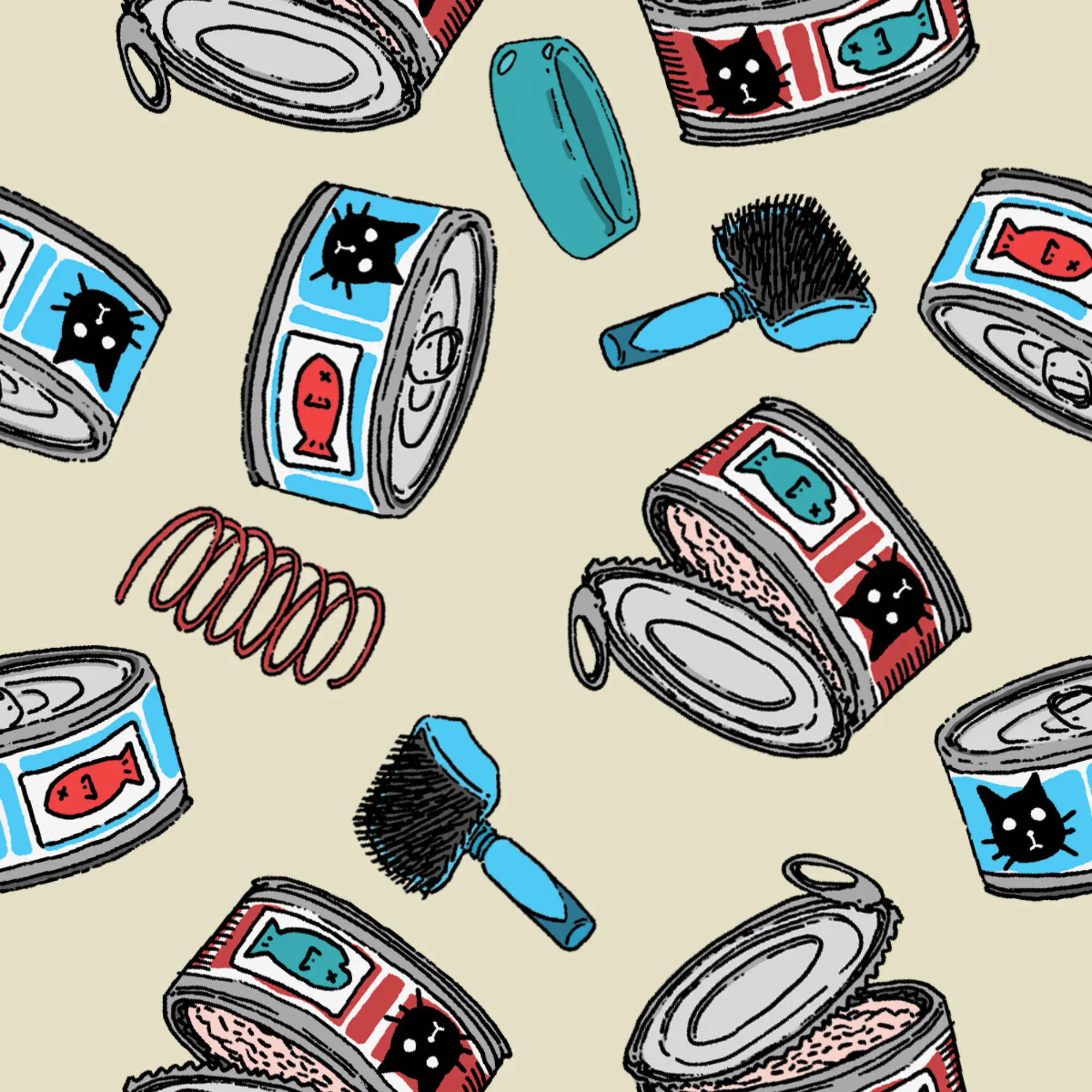 A fellow artist asked me to help them with a design for a cat themed fabric!