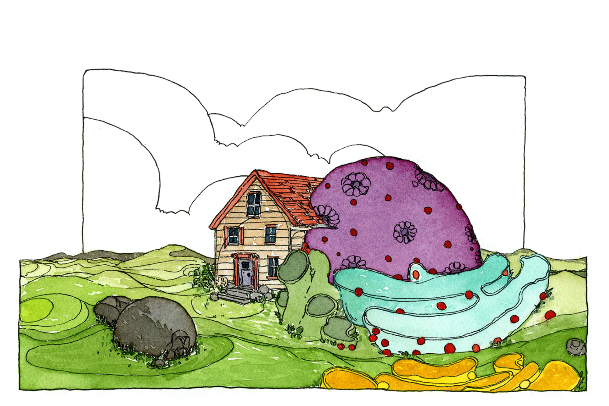 A home nestled against cellular structures